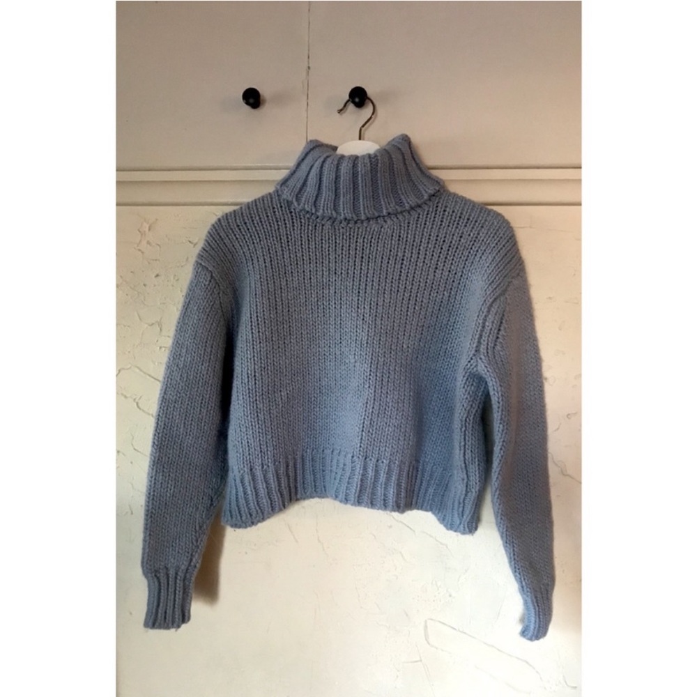 Beautiful Baby Blue Wool/Alpaca Turtleneck Sweater, circa Jenna Lyons era J.Crew